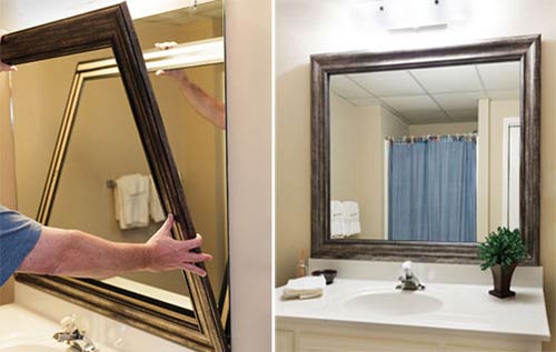 inexpensive bathroom project reframe mirror